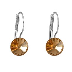 Náušnice Rivoli so Swarovski Elements visiaci Light Topaz 8 mm