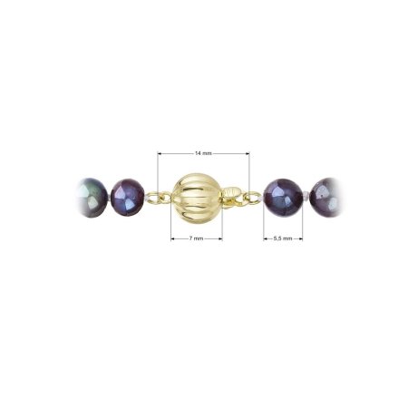 Perlový náramek z říčních perel se zapínáním ze 14 karátového zlata 923001.3/9272A dk.peacock