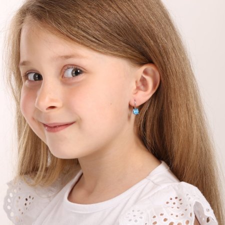 Strieborné náušnice detské okrúhle so zirkónmi 11477.3 Aqua