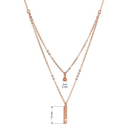 Pozlátený strieborný ROSE náhrdelník gulička a úzky obdĺžnik so zirkónmi biely 12057.1 crystal