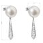 Stříbrné náušnice visací s bílou říční perlou 21036.1