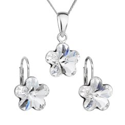 Sada šperkov s kryštálmi Swarovski náušnice, retiazka a prívesok biela kytička 39143.1 Krystal