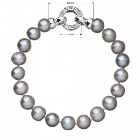 Perlový náramok z pravých riečnych perál šedý 23010.3 Grey