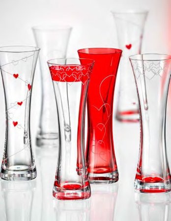 Sklenená váza srdca Love dekor Q8182 19,5 cm