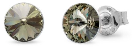 Náušnice šedé Rivoli se Swarovski Elements Sweet Candy Studs K1122SS29BD Black Diamond 6 mm