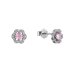 Stříbrné náušnice kytičky s růžovým zirkonem 11702.3 rose