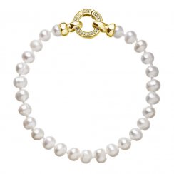 Perlový náramek z pravých říčních perel bílý 23001.1 Au plating