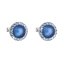 Strieborné náušnice pecka s kryštálmi Swarovski a tmavo modrou matnou perlou okrúhle 31214.3 Dark Blue
