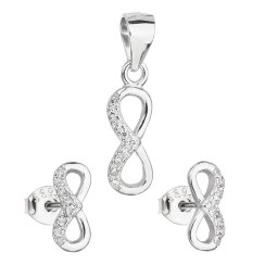 Sada šperkov so zirkónom náušnice a prívesok bielej nekonečno 19016.1