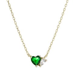 Pozlátený náhrdelník zelené srdiečko 12181.3