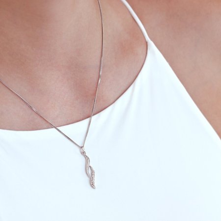 Stříbrný přívěsek se Swarovski krystaly bílá vlnka 34256.1 Krystal