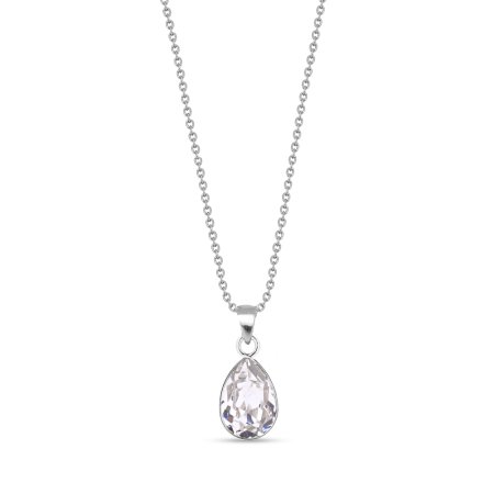 Stříbrný náhrdelník se Swarovski Elements čirá kapka Baroque N432010C Krystal