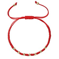 Kabbalah náramok červený so zlatými ozdobnými guličkami 93T00102 red