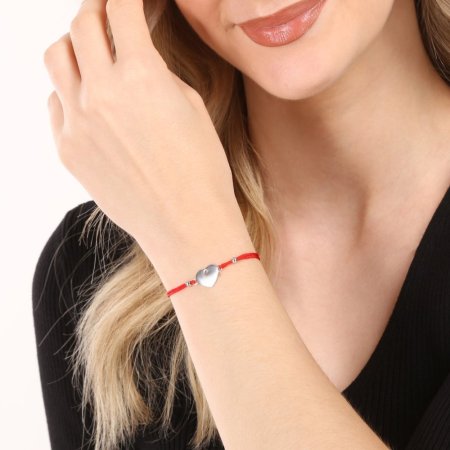 Kabbalah náramok so strieborným srdcom 13049.3 red