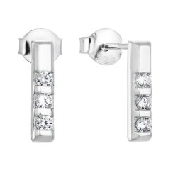 Strieborné náušnice pecka so zirkónom v bielej farbe 11009.1