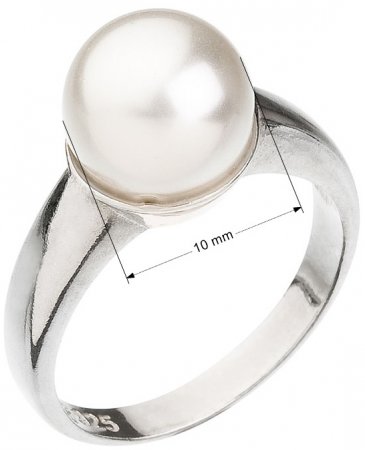 Prsten se Swarovski Elements perla 35022.1 Bílá 10 mm