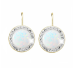Pozlacené stříbrné náušnice klapky s kulatým opálem a krystaly Swarovski White velké