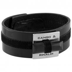 Cango & Rinaldi kožený náramek se Swarovski Elements černý