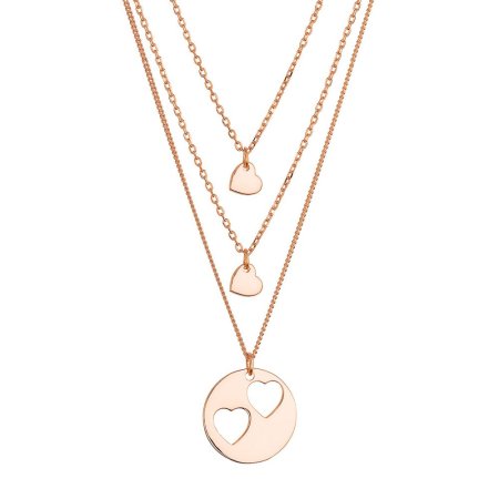 Pozlacený stříbrný set náhrdelníků pro maminku a dvě dcery 62048 rose gold
