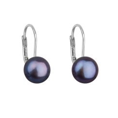 Zlaté 14 karátové náušnice bílé zlato s modrou říční perlou 821009.3 Peacock