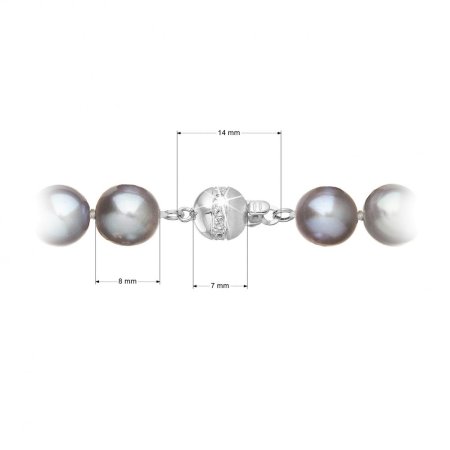 Perlový náhrdelník z riečnych perál so zapínaním z bieleho 14 karátového zlata 822028.3/9266B grey