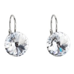 Strieborné náušnice visiace s kryštálmi Swarovski biele okrúhle 31106.1 Krystal