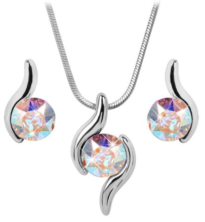 Súprava so Swarovski Elements vlnka menivá Krystal AB