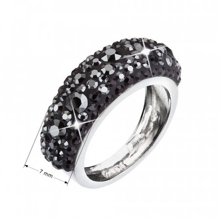 Stříbrný prsten s krystaly Swarovski černý 35031.5 Hematite