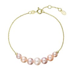 Pozlátený strieborný náramok 7 riečnych perál na retiazke 23024.3 multi Au plating