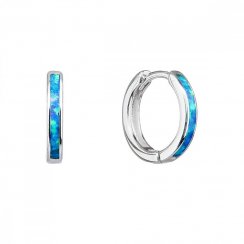 Strieborné náušnice krúžky so syntetickým opálom modré 11403.3 Blue s. Opal