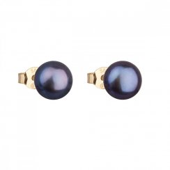 Zlaté 14 karátové náušnice kôstky s modrou riečnou perlou 921042.3 Peacock