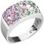 Stříbrný prsten s krystaly Swarovski mix barev fialová zelená růžová 35014.3 Sakura