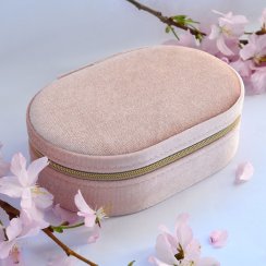 Šperkovnica oválna na zips SK0003 ružová