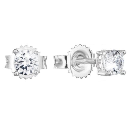 Strieborné náušnice pecka so zirkónom biele okrúhle 11330.1