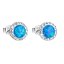 Stříbrné náušnice pecky se syntetickým opálem a křišťály Preciosa modré kulaté 31217.1 Blue s. Opal