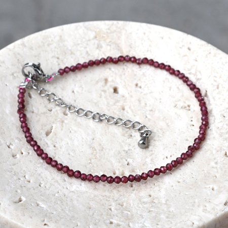 Náramek s pravými garnet kameny 43055.3 ocel