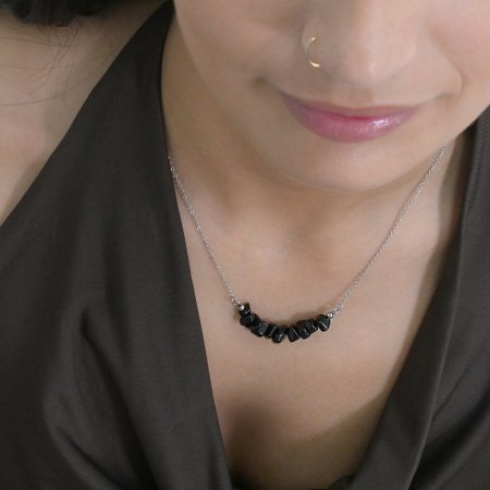 Náhrdelník s kouřovým křemenem 42037.3 ocel