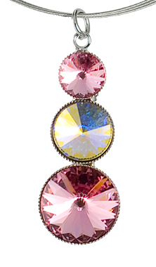 Náhrdelník růžový Rivoli se Swarovski Elements s třemi kameny Light Rose