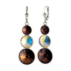 Náušnice Rivoli so Swarovski Elements s tromi kameňmi Smoked Topaz