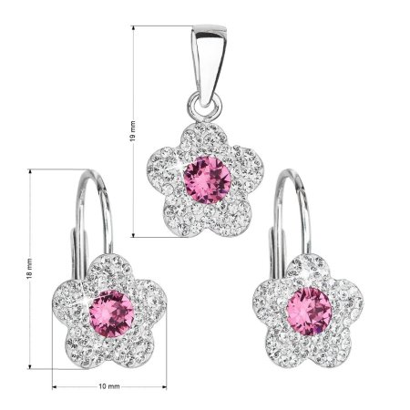 Sada šperků s krystaly Swarovski náušnice a přívěsek růžová kytička 39162.3 Rose