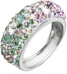 Strieborný prsteň s kryštálmi Swarovski mix farieb fialová zelená ružová 35031.3 Sakura