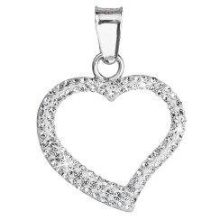 Stříbrný přívěsek s krystaly Swarovski bílé srdce 34093.1 Krystal