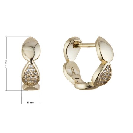 Pozlátené strieborné náušnice tvarované kruhy 11614.1