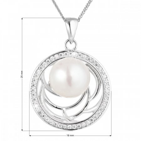 Perlový náhrdelník s retiazkou z pravých riečnych perál biely 22029.1