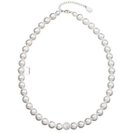 Perlový náhrdelník s křišťály Preciosa 32011.1 Bílá