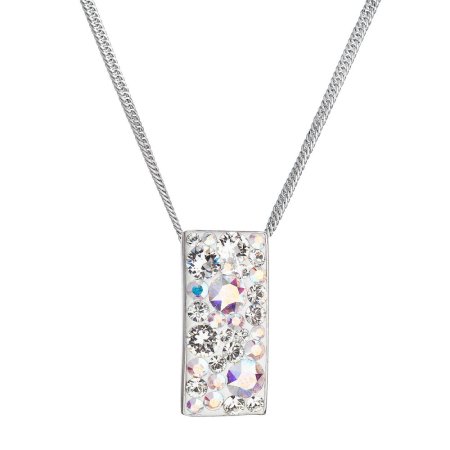 Strieborný náhrdelník so Swarovski kryštálmi dúhový obdĺžnik 32074.2 AB
