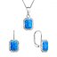 Sada šperků se syntetickým opálem a křišťály Preciosa náušnice a přívěšek modré kulaté 39175.1 Blue s. Opal