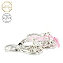 Kovová postriebrená figúrka šlapky s bielymi kryštálmi Swarovski Elements