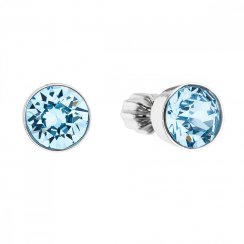 Stříbrné náušnice Swarovski pecka s krystaly modré kulaté 31113.3 Aqua
