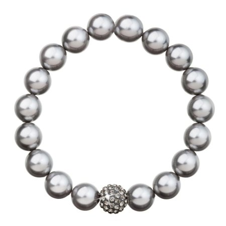 Perlový náramek šedý s křišťály Preciosa 33074.3 Light Grey